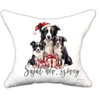 Plüss párna karácsonyi border collie  család névvel is rendelhető