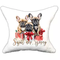 Plüss párna karácsonyi francia bulldog család névvel is rendelhető