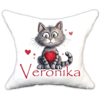 Plüss párna  Szürke cica szívekkel névvel is rendelhető