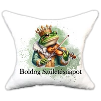 Plüss párna békás hegedűvel