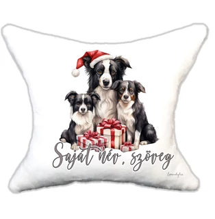 Plüss párna karácsonyi border collie  család névvel is rendelhető