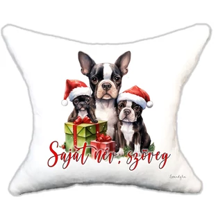 Plüss párna karácsonyi boston terrier család névvel is rendelhető