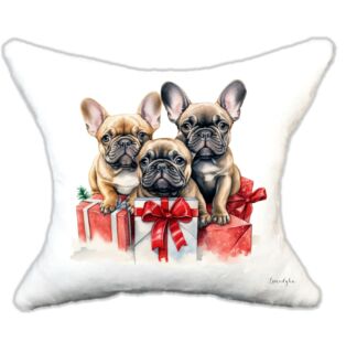 Plüss párna karácsonyi francia bulldog család névvel is rendelhető