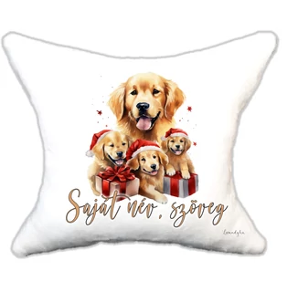 Plüss párna karácsonyi golden retriever család névvel is rendelhető