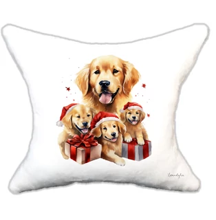 Plüss párna karácsonyi golden retriever család névvel is rendelhető