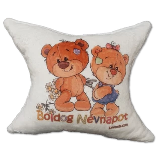Plüss párna Boldog Névnapot macipár