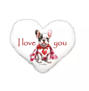 Plüss párna szív-alakú  hős szerelmes kutya névvel is rendelhető