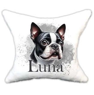 Plüss párna kutyás-névvel is rendelhető Boston Terrier