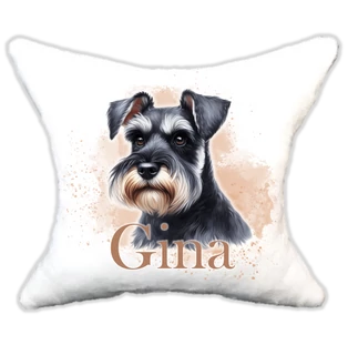 Plüss párna kutyás-névvel is rendelhető Schnauzer