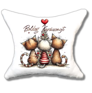 karácsonyozó cicacsalád cuki plüsspárna, 