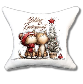 karácsonyozó cicák cuki plüsspárna, 