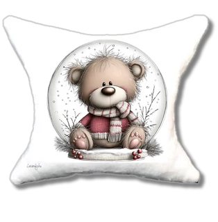 Macika hógömbben cuki plüsspárna, 