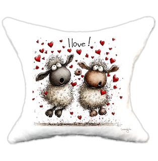vicces szerelmes báránykák, plüsspárna, cuki  párna valentinnapra, levandy