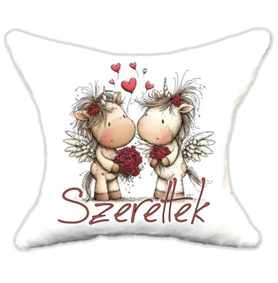 Plüss párna Szerelmes cuki unikornisok szívekkel