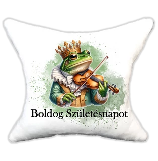 Plüss párna békás hegedűvel