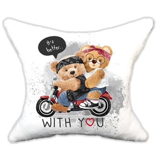 Plüss párna Menő maci-motoron with you