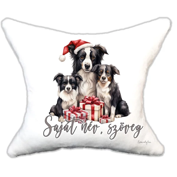 Plüss párna karácsonyi border collie  család névvel is rendelhető