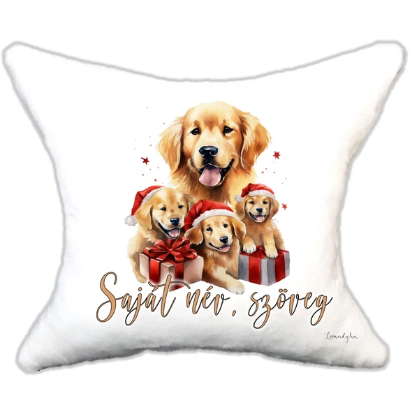 Plüss párna karácsonyi golden retriever család névvel is rendelhető