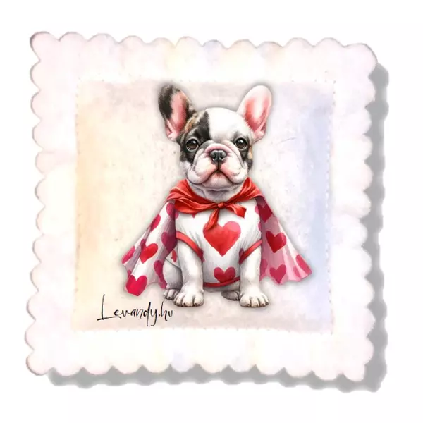  Hűtőmágnes levendulával hős szerelmes kutya-névvel is rendelhető