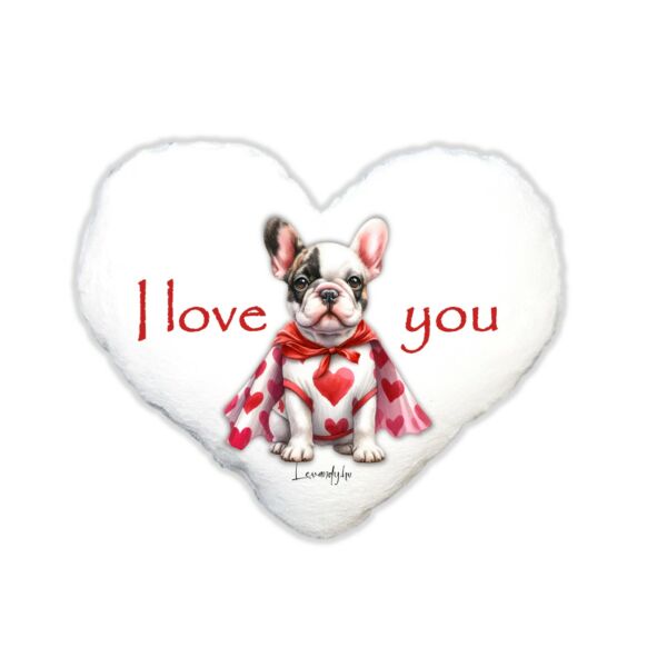 Plüss párna szív-alakú  hős szerelmes kutya névvel is rendelhető