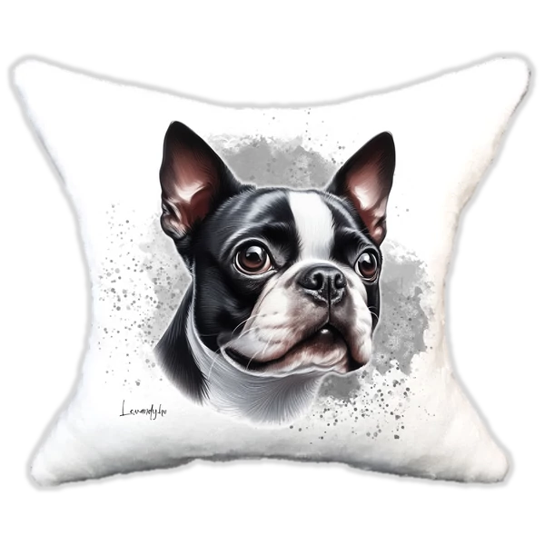 Plüss párna kutyás-névvel is rendelhető Boston Terrier