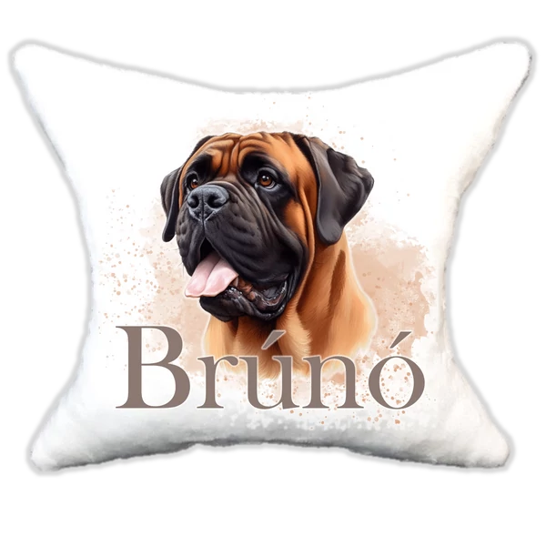 Plüss párna kutyás-névvel is rendelhető Bullmastiff