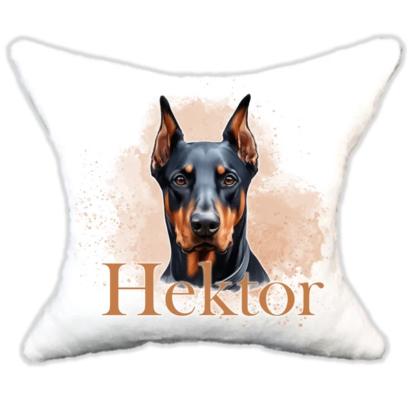 Plüss párna kutyás-névvel is rendelhető Doberman