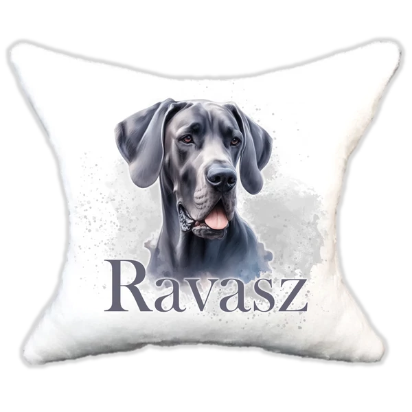 Plüss párna kutyás-névvel is rendelhető Német Dog