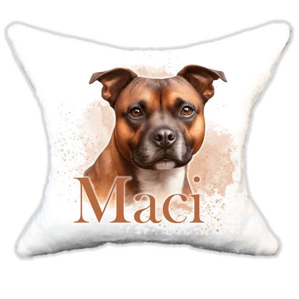 Plüss párna kutyás-névvel is rendelhető Staffordshire terrier