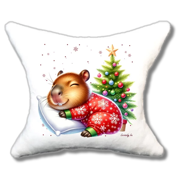 capybara chill, plüsspárna, cuki téli capybara párna, levandy