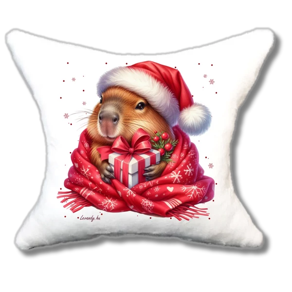 capybara christmas, plüsspárna, cuki téli capybara párna, levandy