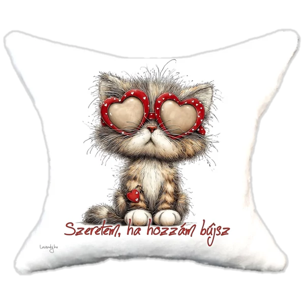 szerelmes cica , plüsspárna, cuki  párna valentin napra, levandy