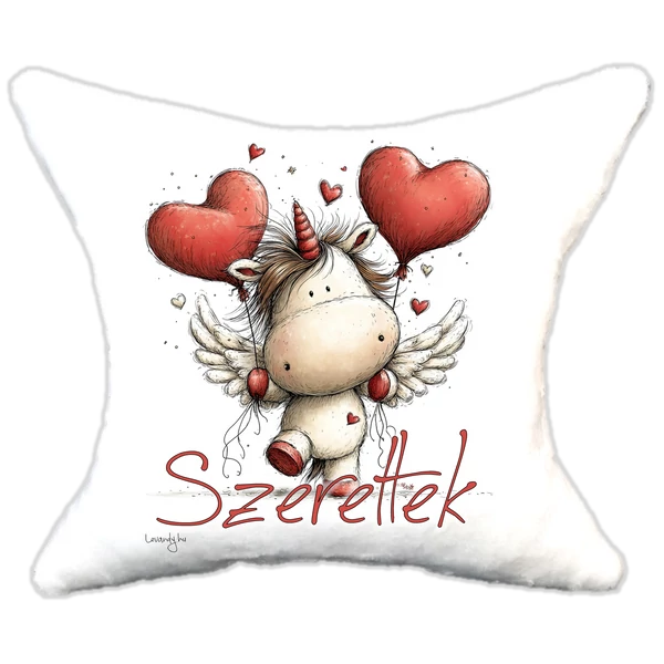 szerelmes unikornis , plüsspárna, cuki  párna valentin napra, levandy