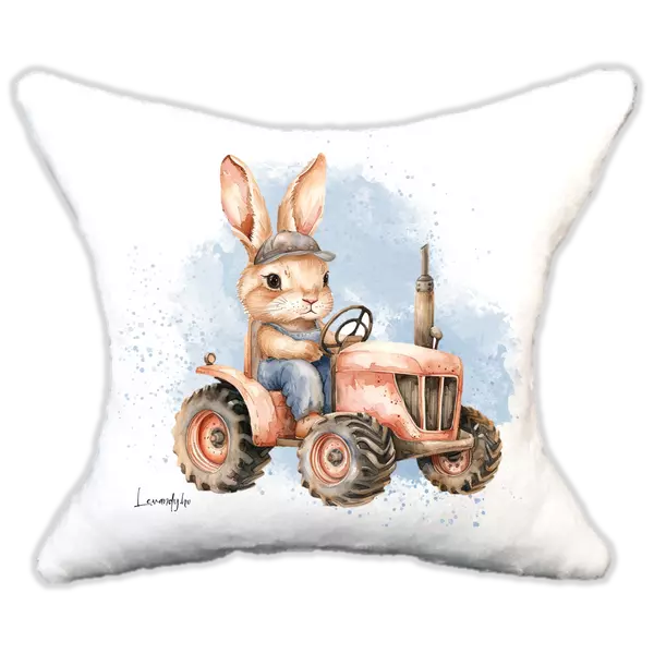 Plüss párna cuki nyuszi rozsda traktoron-névvel is rendelhető 
