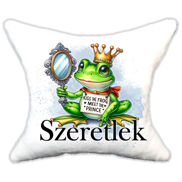 Plüss párna békás csókold meg a békát......