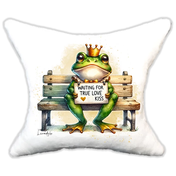 Plüss párna békás szerelmes csókra várva......