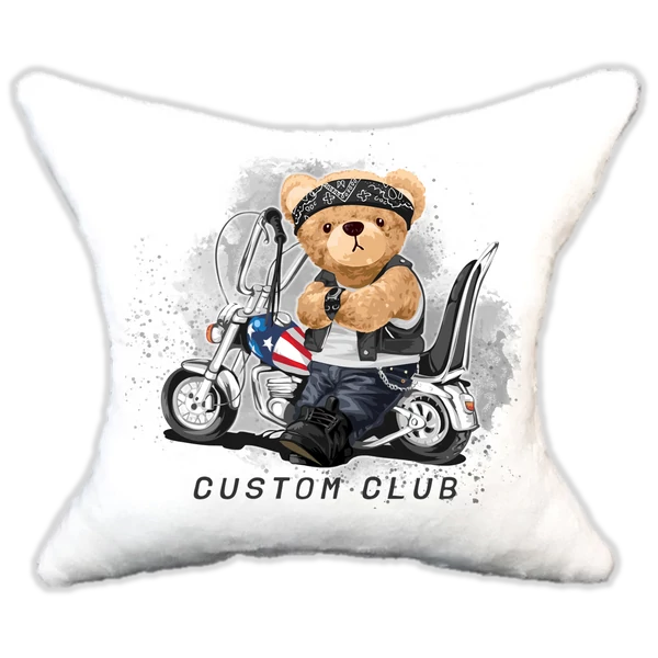 Plüss párna Menő maci motor-custom club