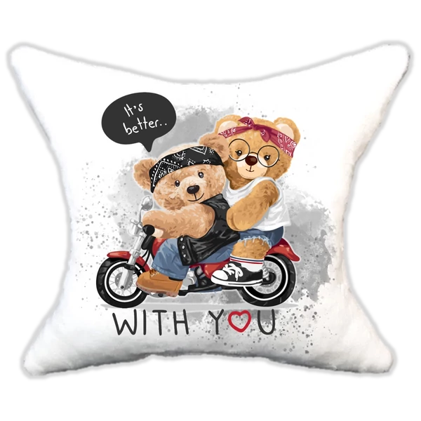 Plüss párna Menő maci-motoron with you