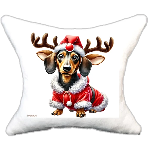 Plüss párna Tacskó mikulás hangulatban