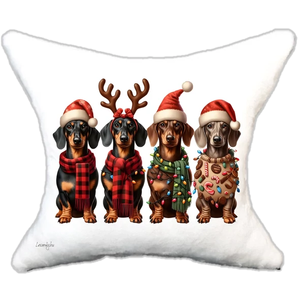 Plüss párna karácsonyi tacskók 