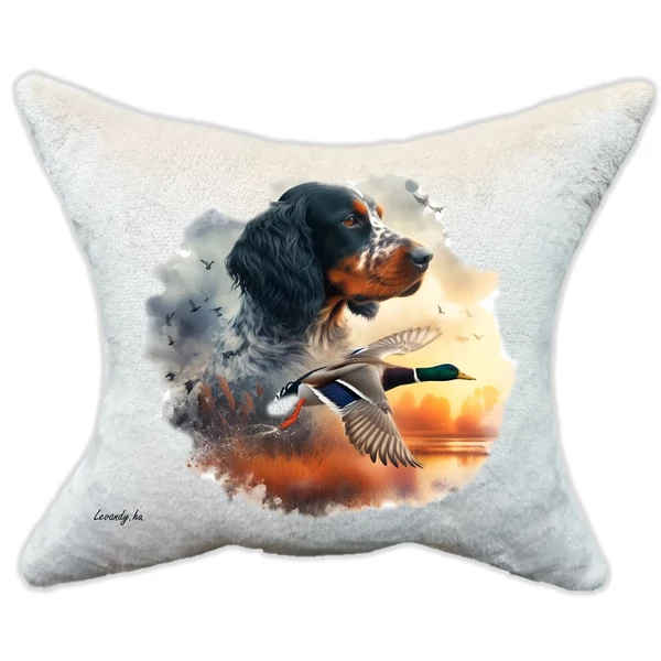Plüss párna vadász kutya kacsával